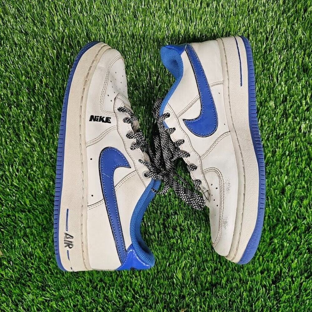 Nike Force 1 LV8 "White/Black/Game Royal" Shoe, Size 5.5Y (Big Kid) DO3809-100